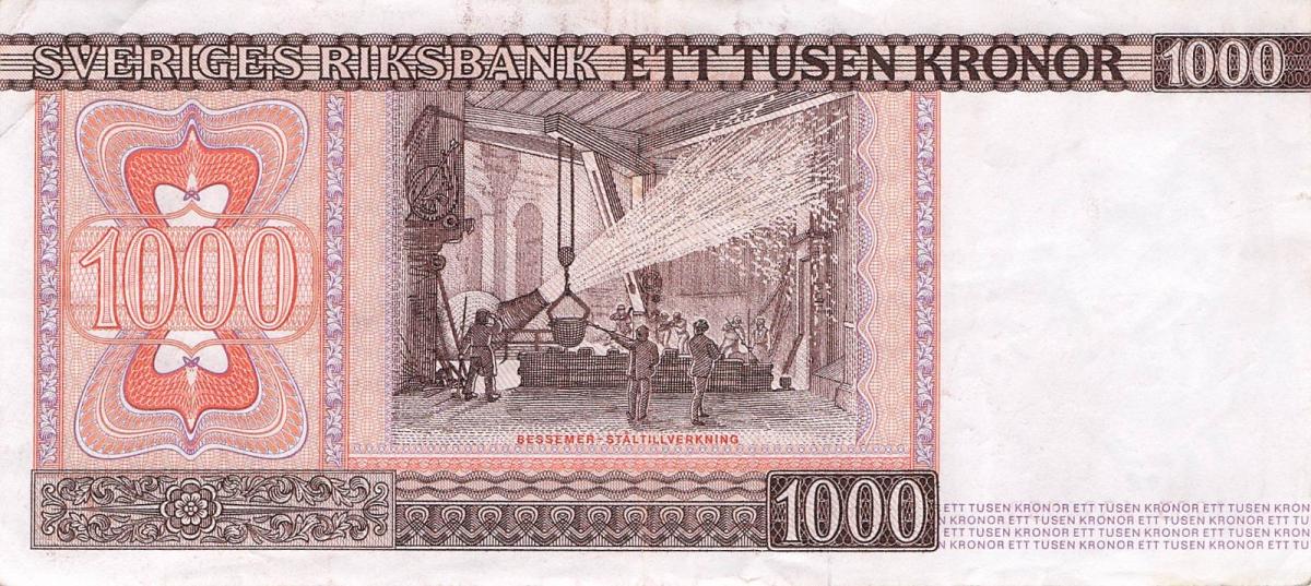 Back of Sweden p55r2: 1000 Kronor from 1983