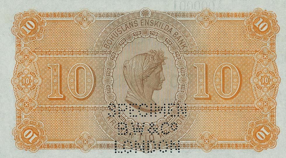 Back of Sweden pS106s: 10 Kronor from 1879