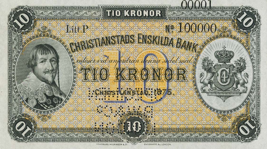 Front of Sweden pS131ct: 10 Kronor from 1875