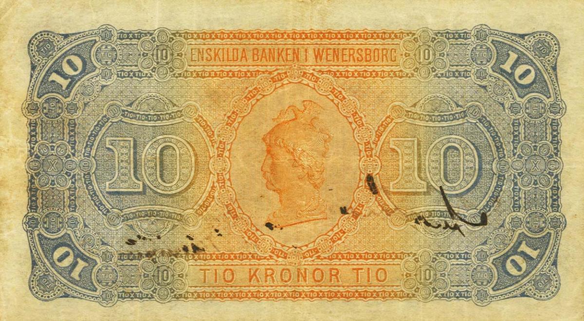 Back of Sweden pS157: 10 Kronor from 1879