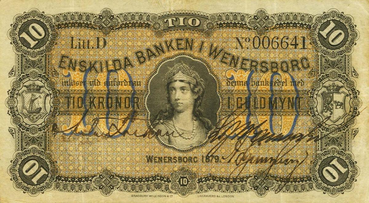 Front of Sweden pS157: 10 Kronor from 1879