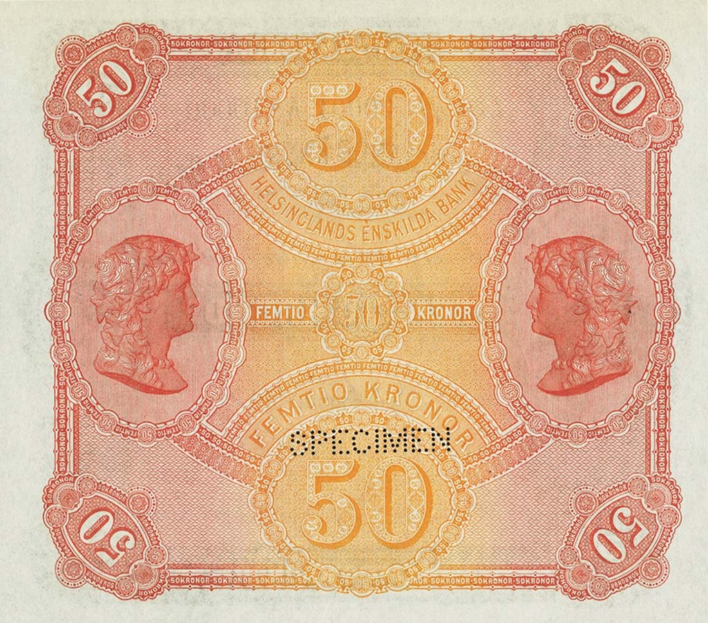 Back of Sweden pS266s1: 50 Kronor from 1879
