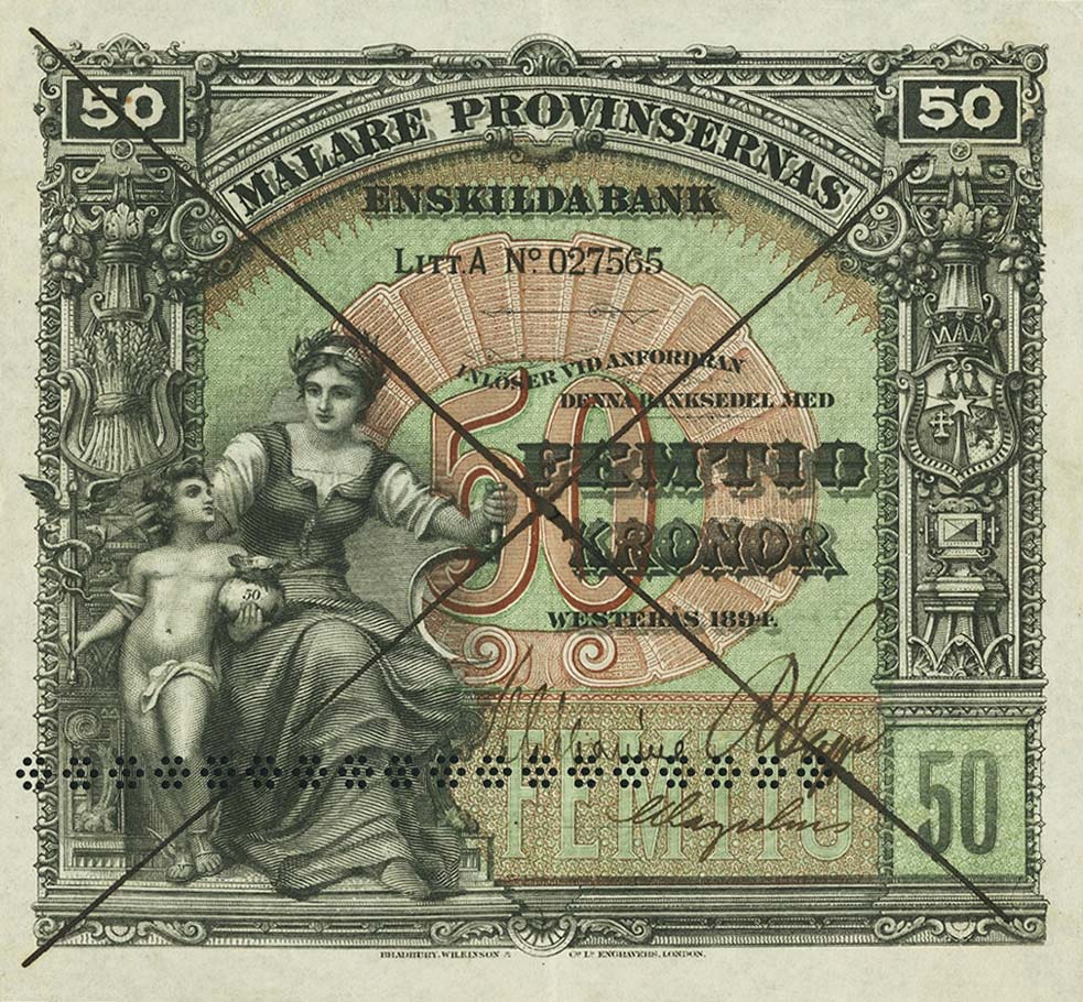 Front of Sweden pS332b: 50 Kronor from 1894