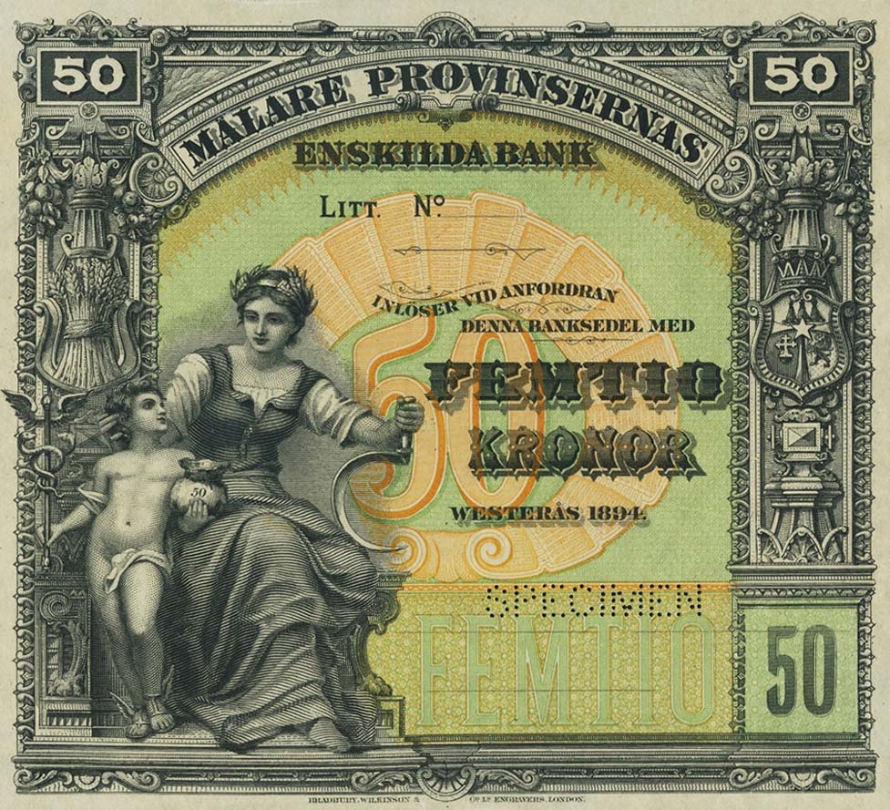 Front of Sweden pS332ct: 50 Kronor from 1894