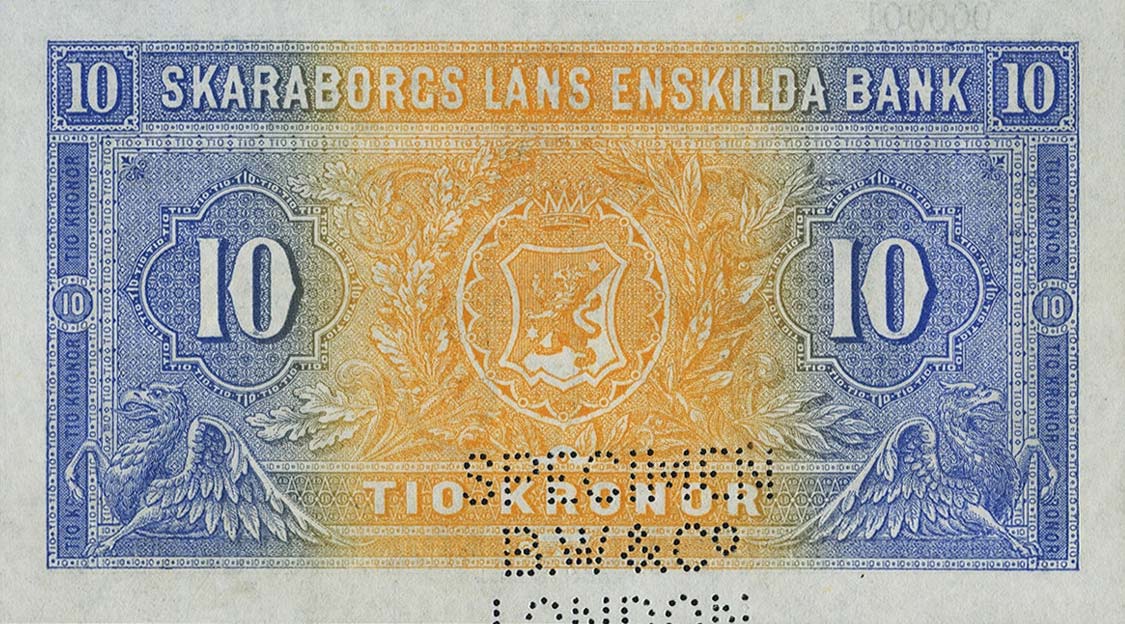 Back of Sweden pS419s: 10 Kronor from 1888
