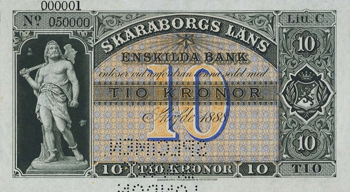 Front of Sweden pS419s: 10 Kronor from 1888