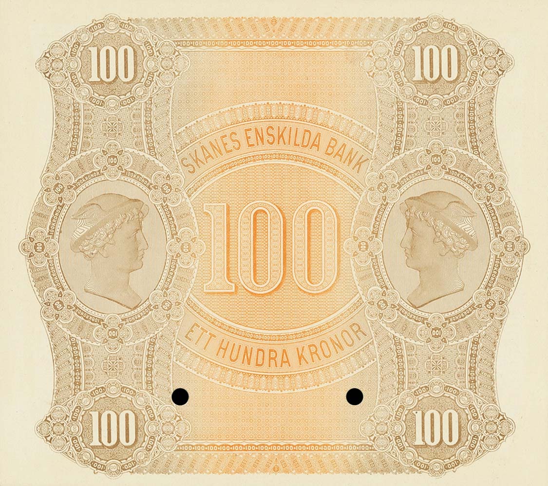 Back of Sweden pS463s: 100 Kronor from 1876