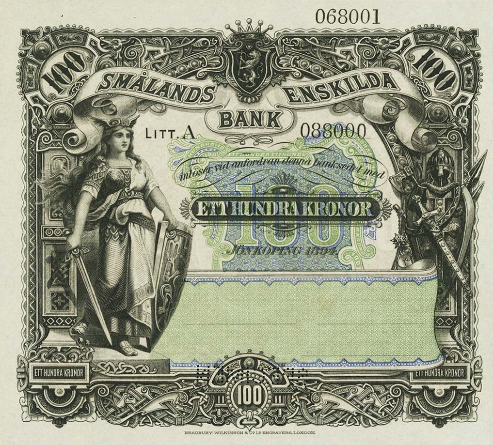 Front of Sweden pS499s: 100 Kronor from 1894