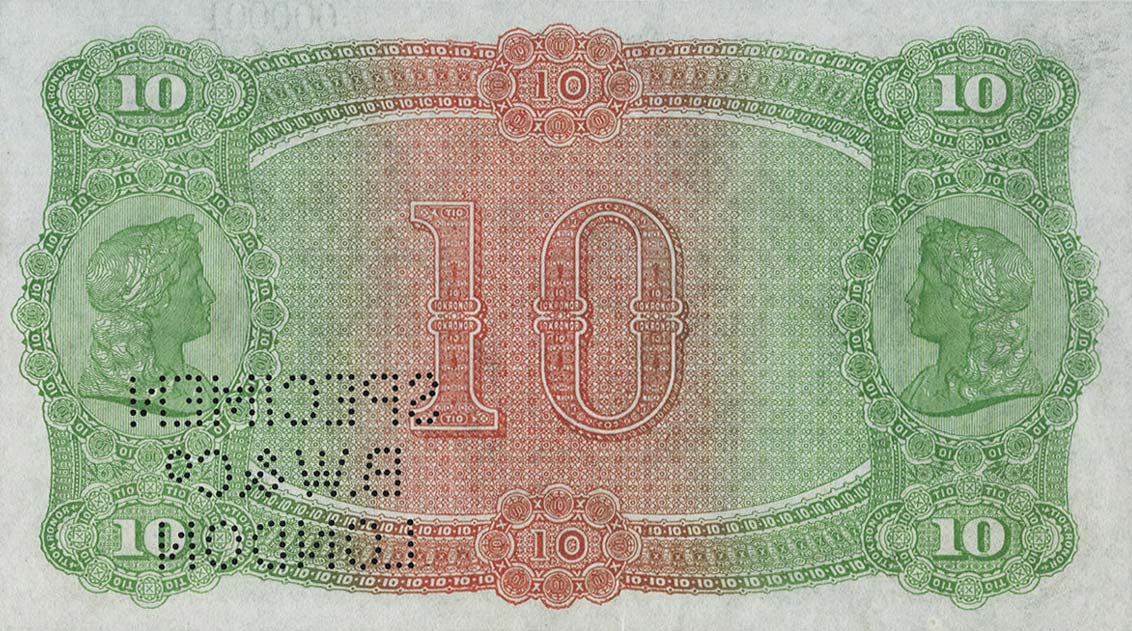 Back of Sweden pS511s: 10 Kronor from 1876