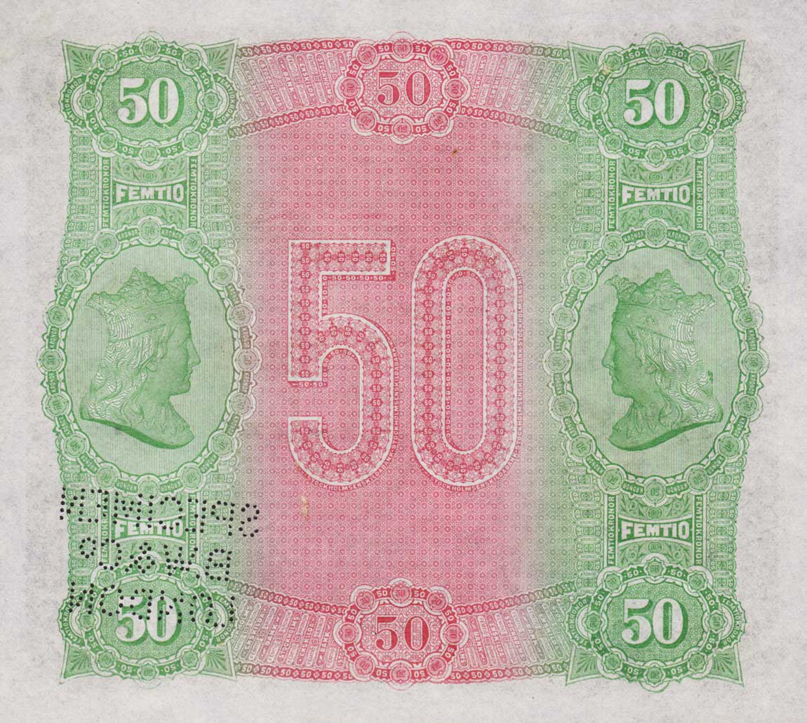 Back of Sweden pS512s: 50 Kronor from 1876
