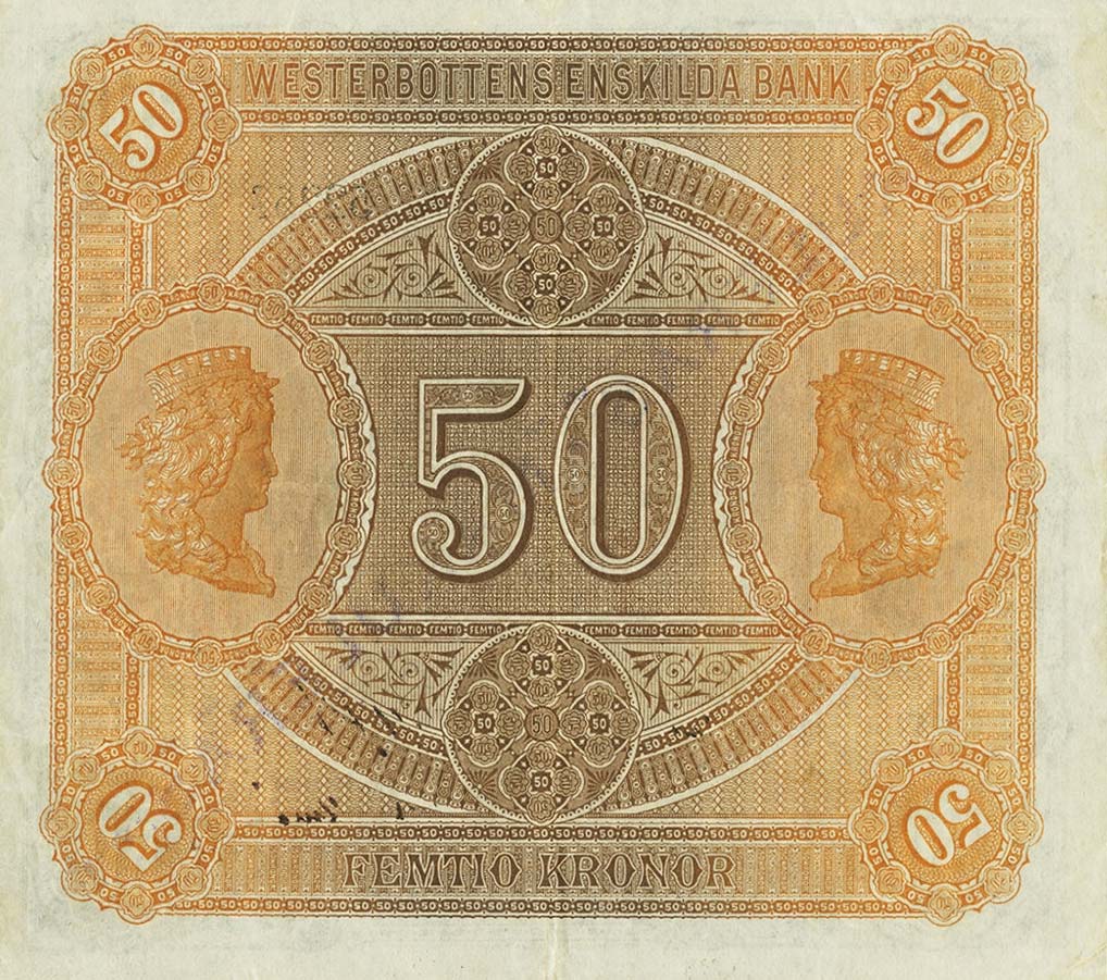 Back of Sweden pS709b: 50 Kronor from 1883