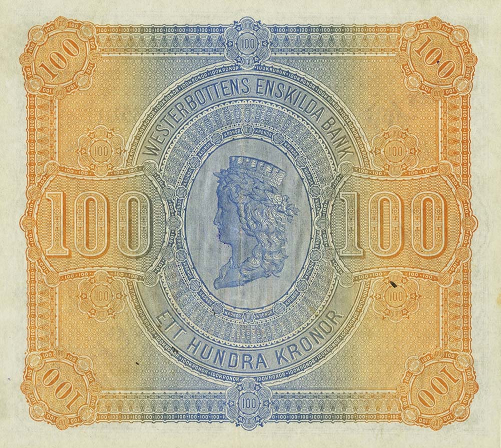 Back of Sweden pS710b: 100 Kronor from 1883