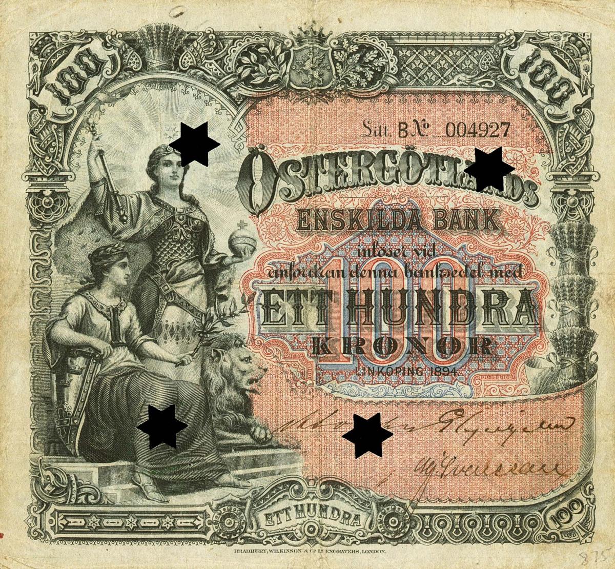 Front of Sweden pS739b: 100 Kronor from 1894