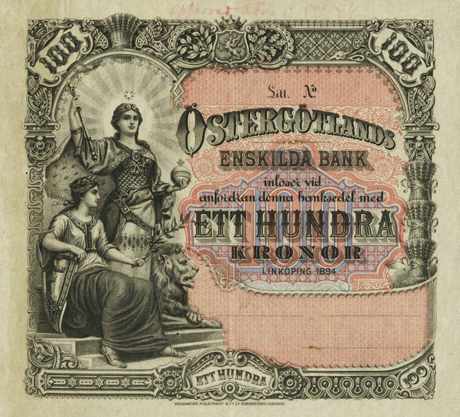 Front of Sweden pS739r: 100 Kronor from 1894