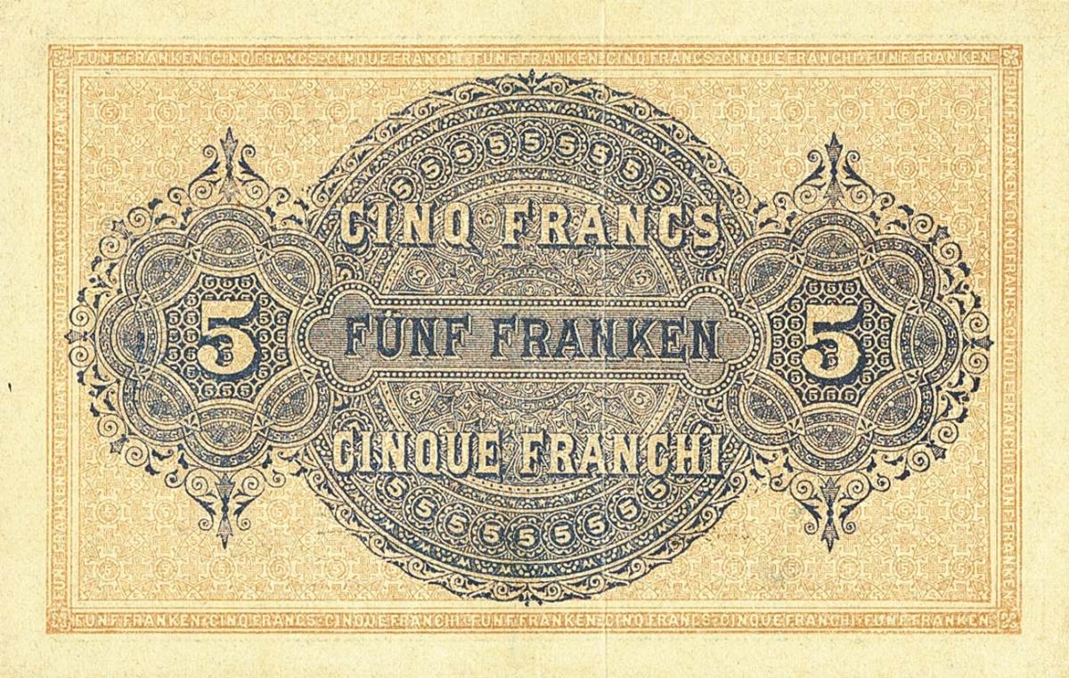 Back of Switzerland p14: 5 Franken from 1914