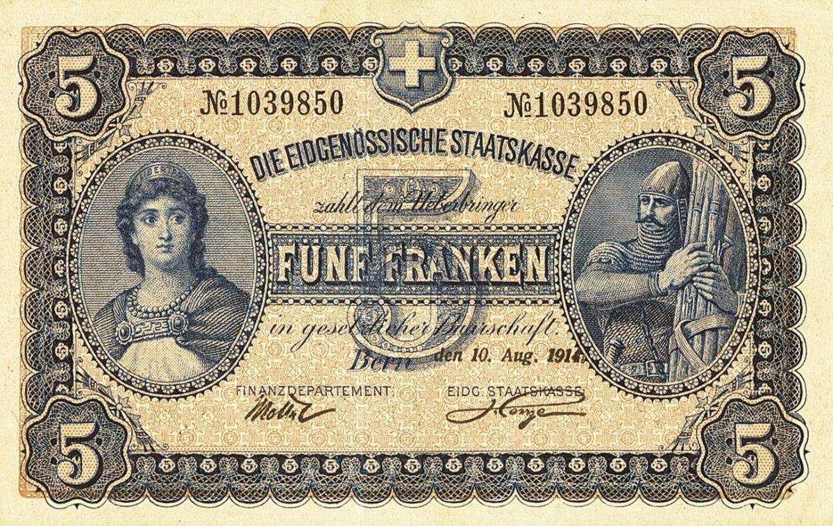 Front of Switzerland p14: 5 Franken from 1914