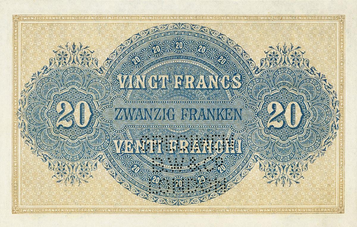 Back of Switzerland p22s: 20 Franchi from 1914