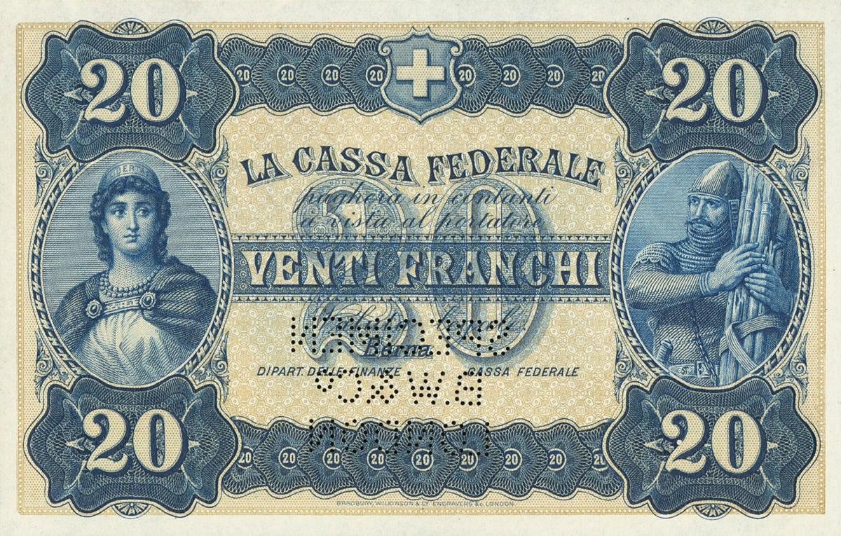 Front of Switzerland p22s: 20 Franchi from 1914