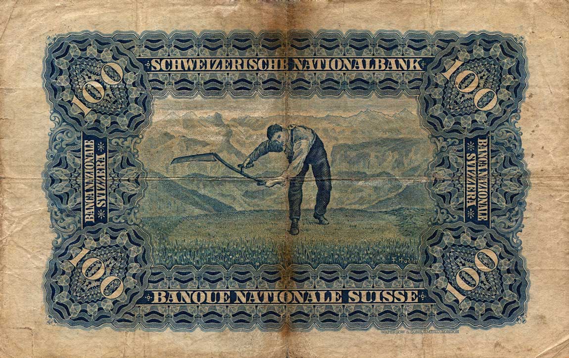 Back of Switzerland p28: 100 Franken from 1923