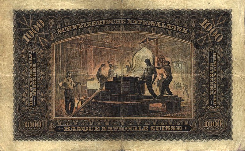 Back of Switzerland p30: 1000 Franken from 1923