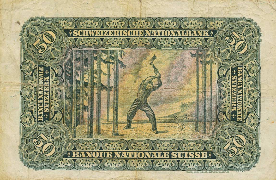 Back of Switzerland p34b: 50 Franken from 1926