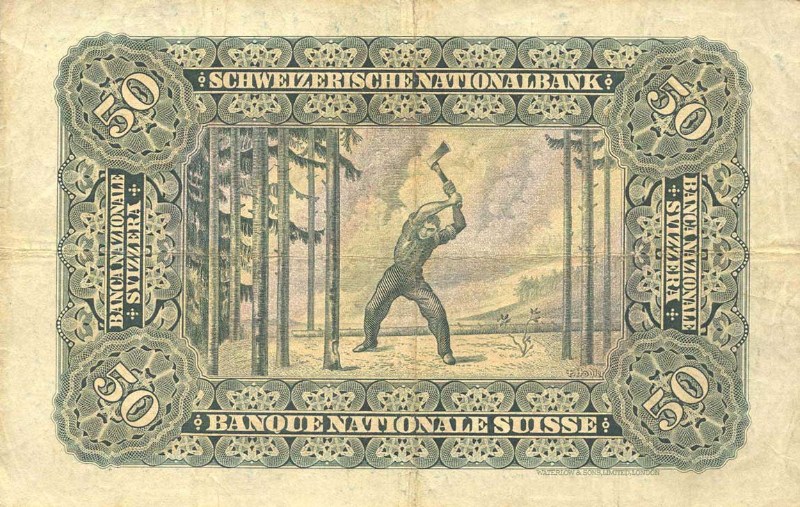 Back of Switzerland p34d: 50 Franken from 1929