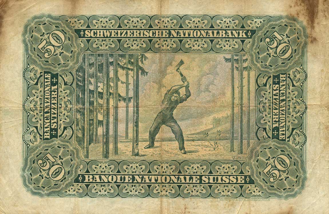 Back of Switzerland p34g: 50 Franken from 1937