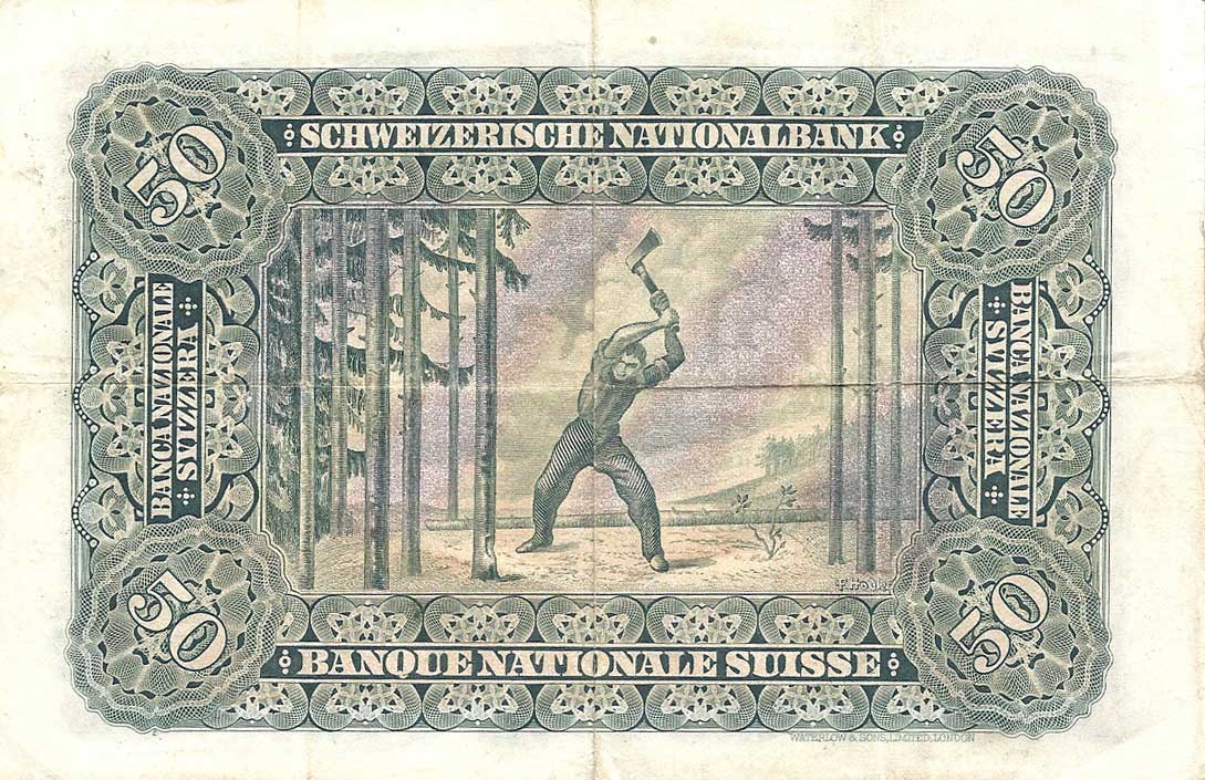 Back of Switzerland p34h: 50 Franken from 1938