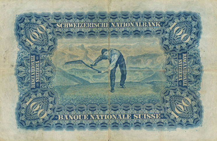 Back of Switzerland p35a: 100 Franken from 1924