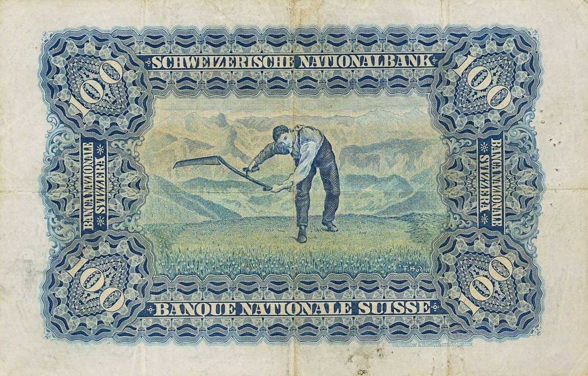 Back of Switzerland p35g: 100 Franken from 1931