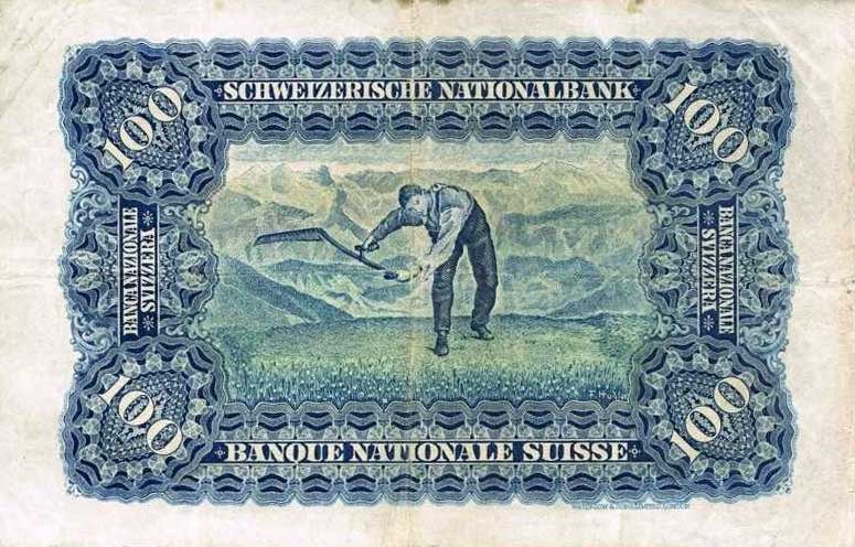 Back of Switzerland p35h: 100 Franken from 1934