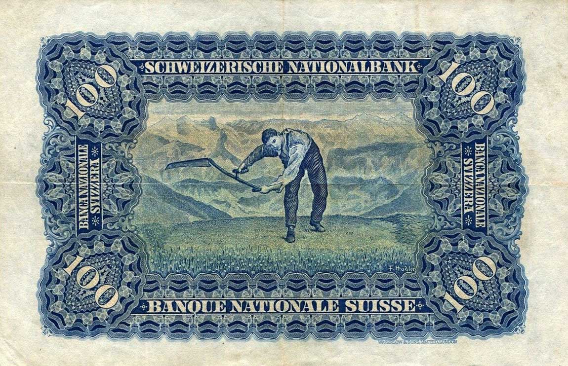Back of Switzerland p35i: 100 Franken from 1937