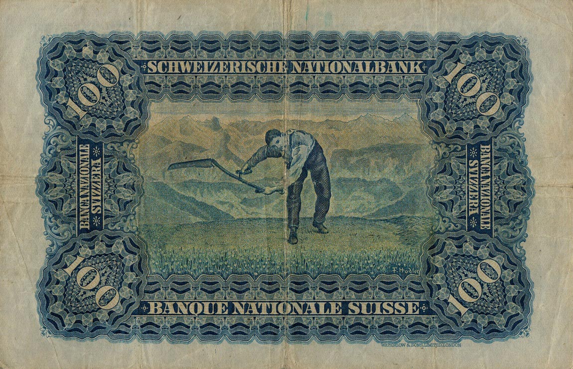 Back of Switzerland p35n: 100 Franken from 1942