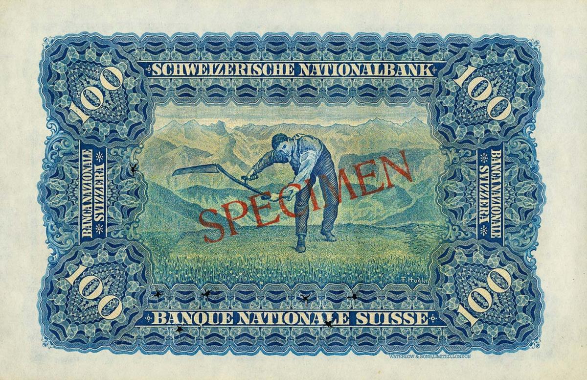 Back of Switzerland p35s1: 100 Franken from 1924