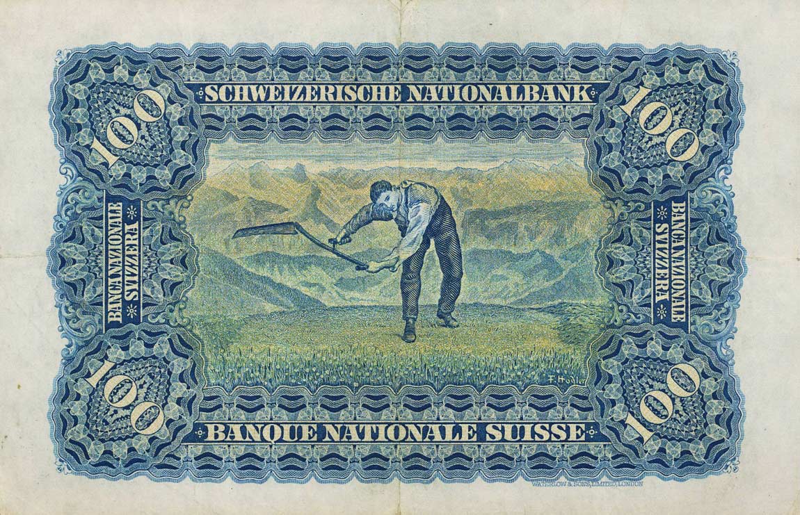 Back of Switzerland p35u: 100 Franken from 1947