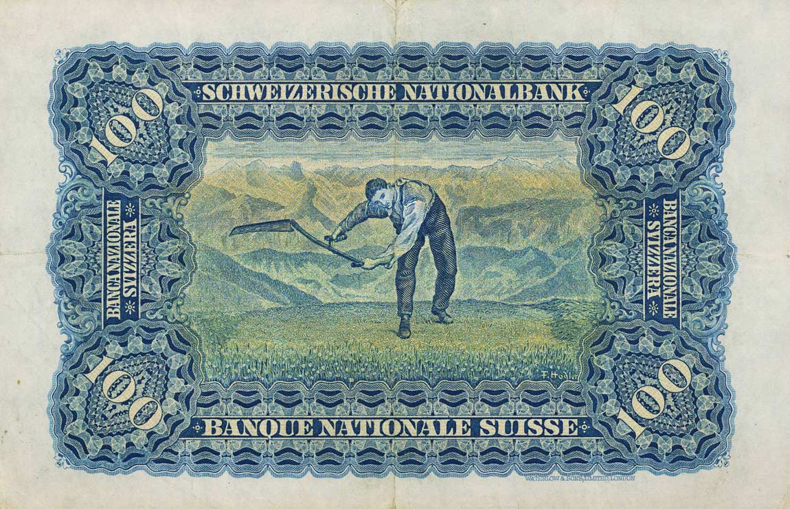 Back of Switzerland p35u: 100 Franken from 1947