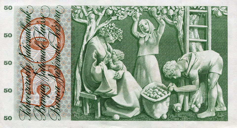 Back of Switzerland p48l: 50 Franken from 1972