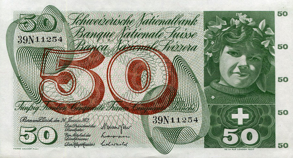 Front of Switzerland p48l: 50 Franken from 1972