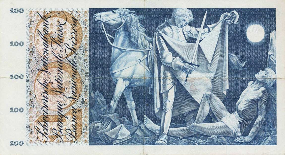 Back of Switzerland p49c: 100 Franken from 1958