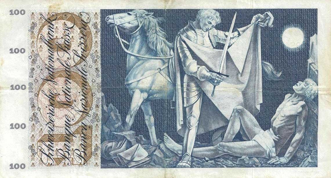 Back of Switzerland p49d: 100 Franken from 1961