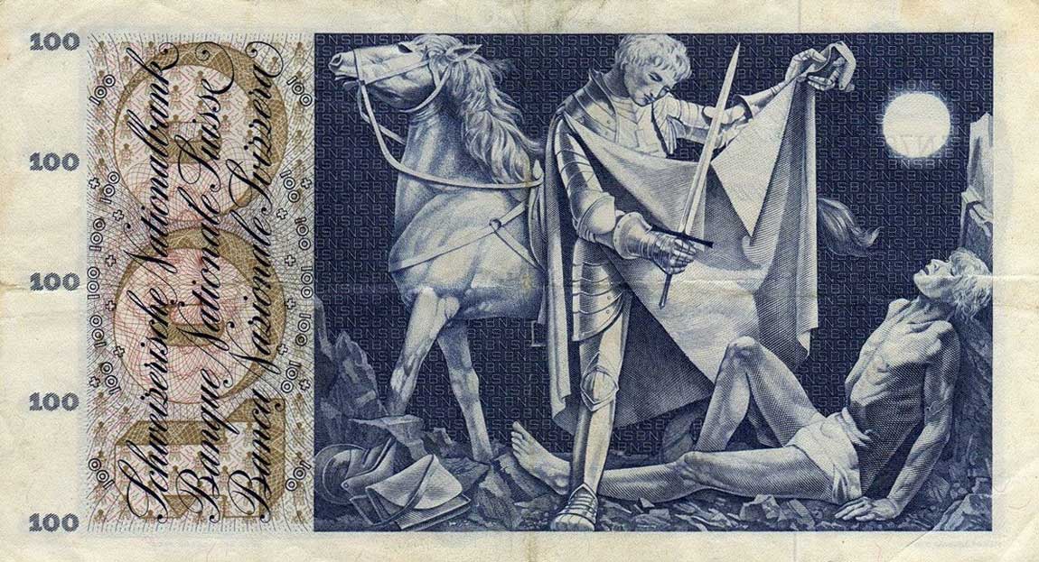 Back of Switzerland p49h: 100 Franken from 1965