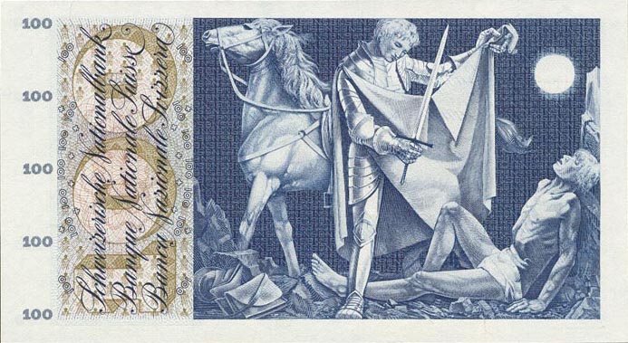 Back of Switzerland p49k: 100 Franken from 1969
