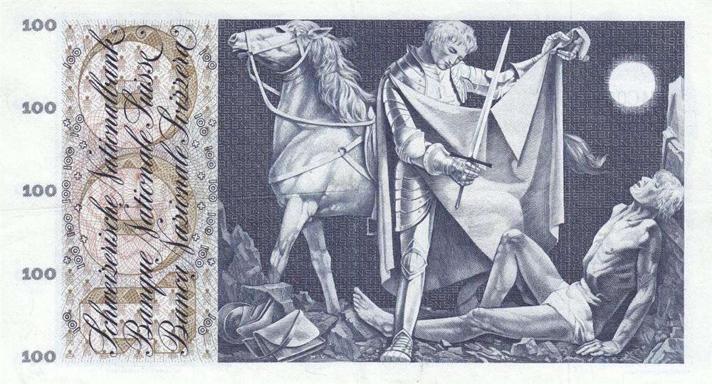 Back of Switzerland p49l: 100 Franken from 1970
