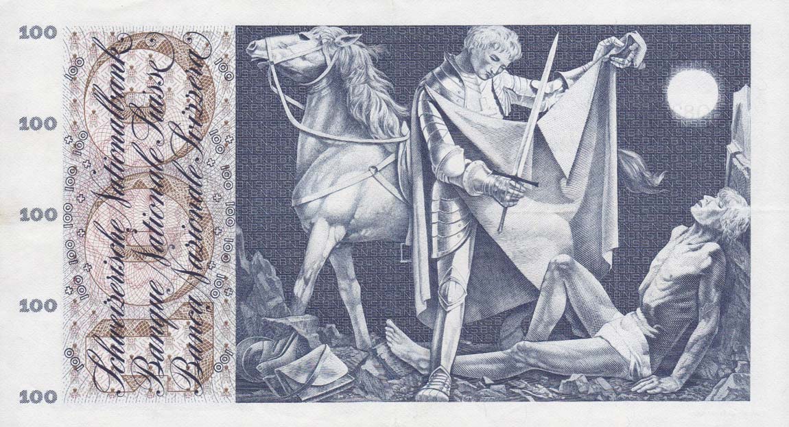Back of Switzerland p49n: 100 Franken from 1972