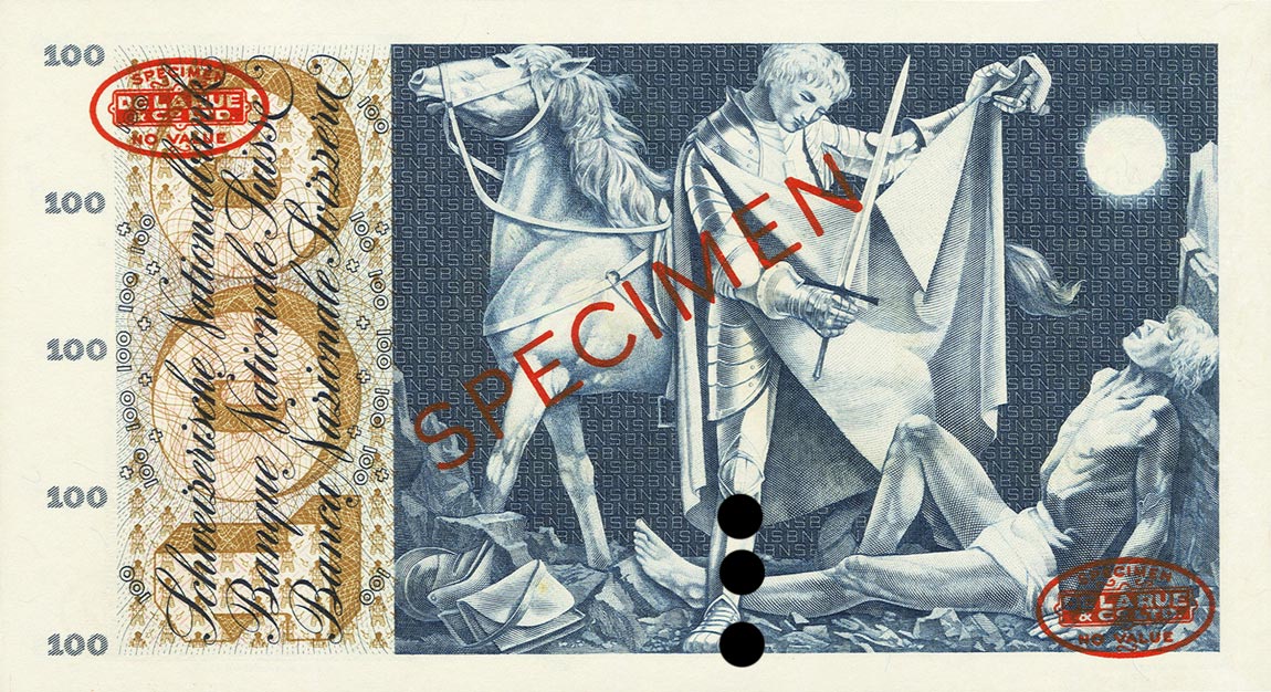 Back of Switzerland p49s: 100 Franken from 1956
