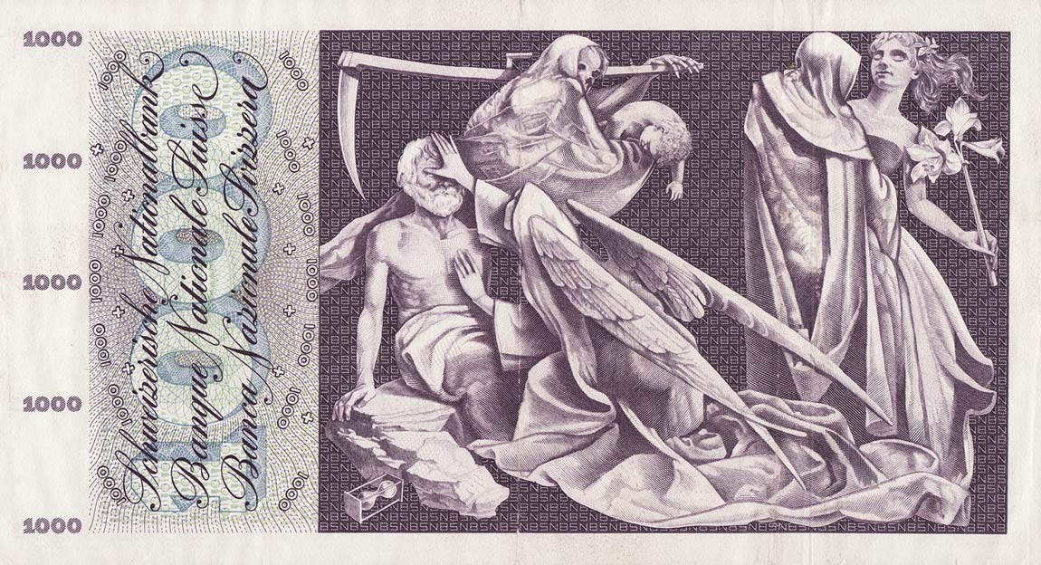 Back of Switzerland p52h: 1000 Franken from 1967