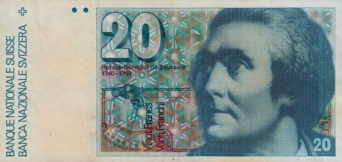Front of Switzerland p55f: 20 Franken from 1986