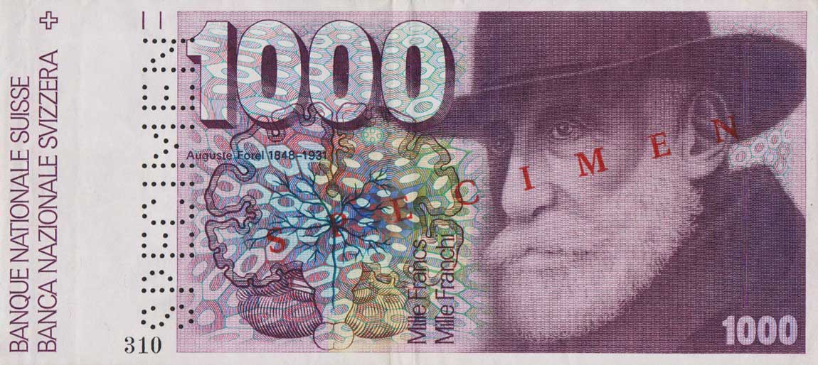 Front of Switzerland p59s: 1000 Franken from 1977