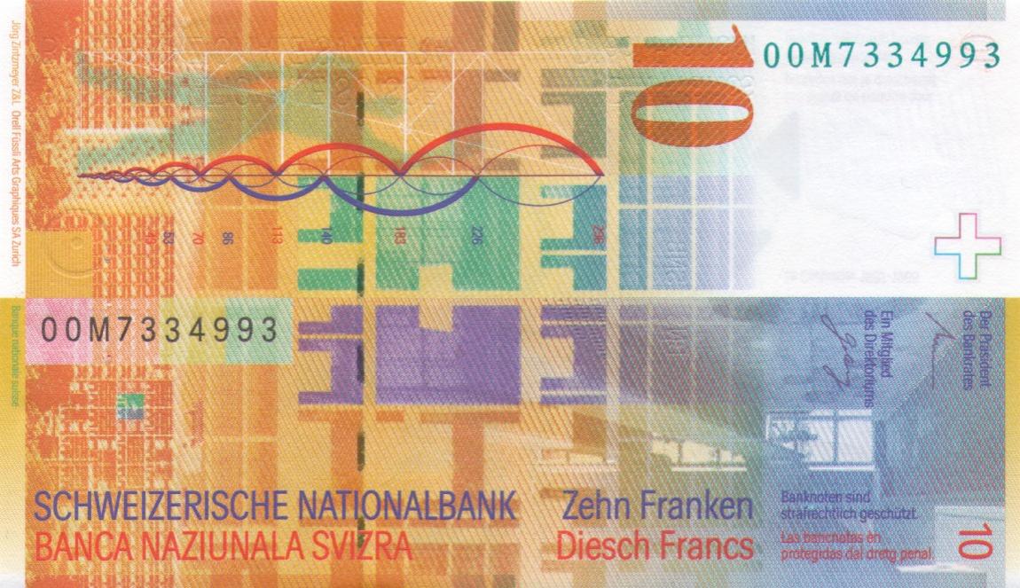 Back of Switzerland p67a: 10 Franken from 2000