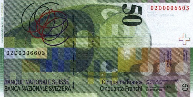 Back of Switzerland p71a: 50 Franken from 2002